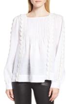 Women's Nordstrom Signature Pintuck Crochet Applique Blouse - White