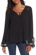 Women's Band Of Gypsies Floral Embroidered Top - Black