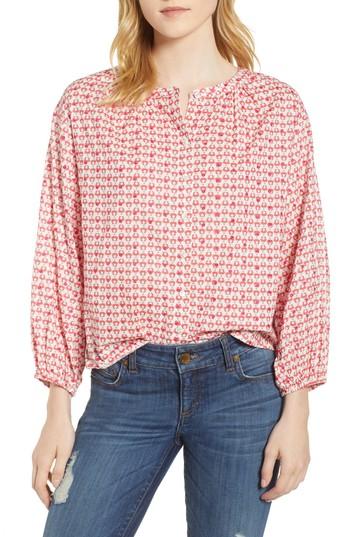 Women's Velvet By Graham & Spencer Embroidered Print Blouse - Red