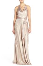 Women's Nouvelle Amsale 'liane' Liquid Chiffon Draped Halter Gown