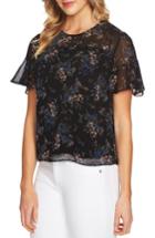 Women's Cece Dancing Bouquet Flutter Sleeve Blouse - Black
