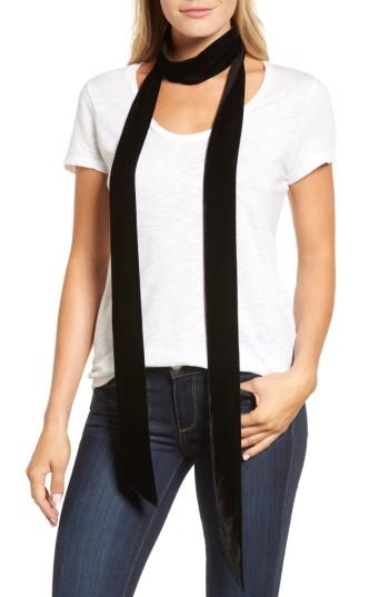 Women's Halogen Velvet Skinny Scarf, Size - Black