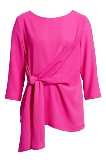 Women's Gibson Tie Front Crepe Top, Size - Pink