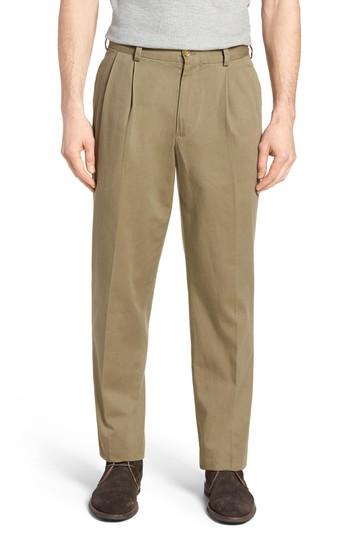 Men's Bills Khakis M2 Classic Fit Vintage Twill Pleated Pants X Unhemmed - Green