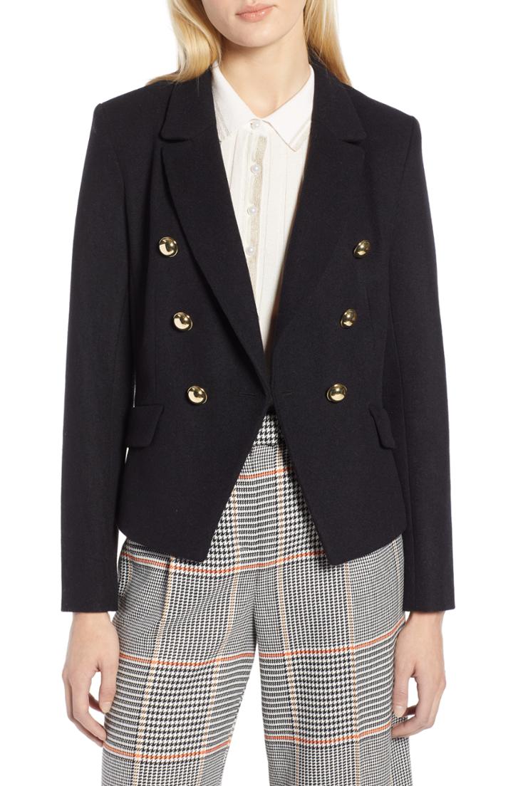 Women's Halogen X Atlantic-pacific Double Breasted Wool Blend Blazer - Pink