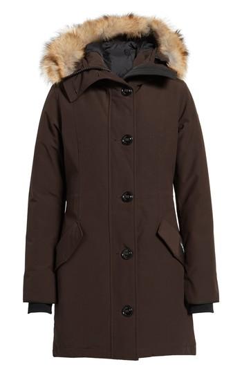 Women's Canada Goose Rossclair Genuine Coyote Fur Trim Down Parka (0) - Brown