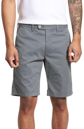 Men's Ted Baker London Print Cotton Shorts R - Grey