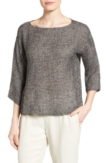 Women's Eileen Fisher Organic Linen Blend Boxy Top - Black