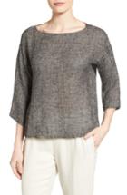 Women's Eileen Fisher Organic Linen Blend Boxy Top - Black