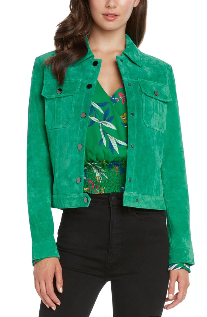 Women's Willow & Clay Suede Crop Jacket - Green