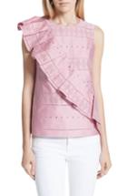 Women's Ted Baker London Forelli Ruffle Front Embroidered Blouse - Pink