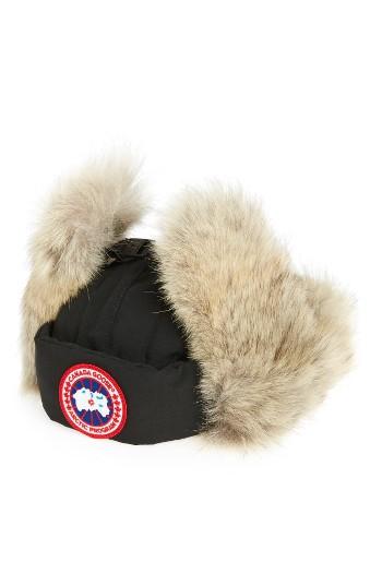 Men's Canada Goose Down Fill Aviator Hat With Genuine Coyote Fur Trim -