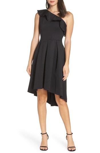 Women's Chi Chi London Peyton One-shoulder High/low Cocktail Dress - Black