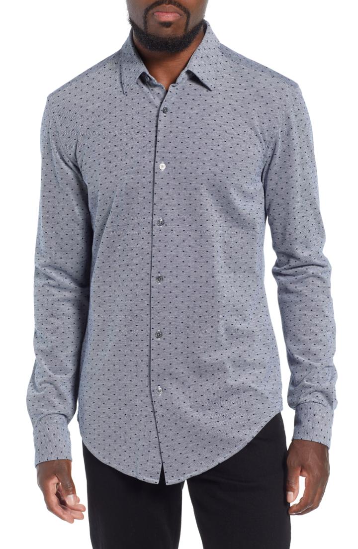 Men's Boss Ronni Slim Fit Dot Sport Shirt - Blue