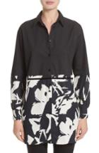 Women's Fuzzi Cotton Poplin & Print Crepe Tunic Us / 42 It - Black