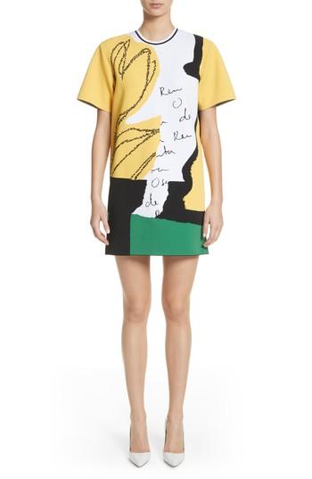 Women's Oscar De La Renta Abstract Intarsia Knit Dress - Yellow