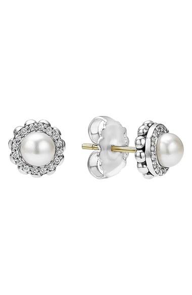 Women's Lagos 'luna' Pearl Diamond Stud Earrings