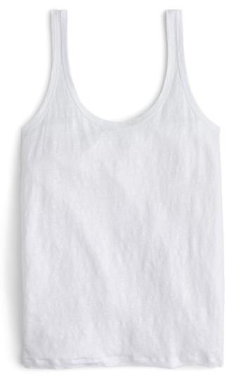 Women's J.crew Scoop Neck Linen Tank Top - White