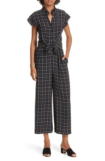 Women's Rebecca Taylor Plaid Silk Jumpsuit - Black