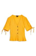 Women's Topshop Bryony Tea Button Front Blouse Us (fits Like 0) - Yellow