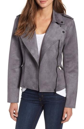 Women's Kut From The Kloth Haddie Faux Suede Moto Jacket - Grey