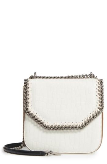 Stella Mccartney Medium Falabella Box Croc-embossed Faux Leather Shoulder Bag - White
