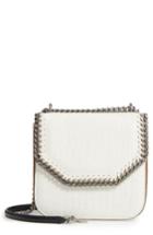 Stella Mccartney Medium Falabella Box Croc-embossed Faux Leather Shoulder Bag - White