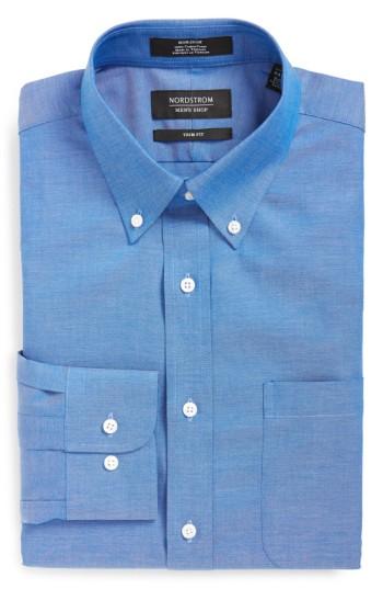 Men's Nordstrom Men's Shop Trim Fit Non-iron Dress Shirt .5 - 34/35 - Blue