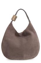 Jimmy Choo Stevie Suede & Genuine Snakeskin Hobo - Grey