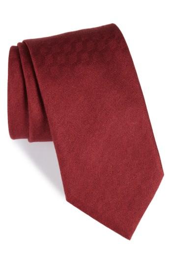 Men's Brioni Solid Silk Tie, Size - Burgundy