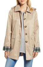 Women's Halogen Hooded Mac Jacket, Size - Beige