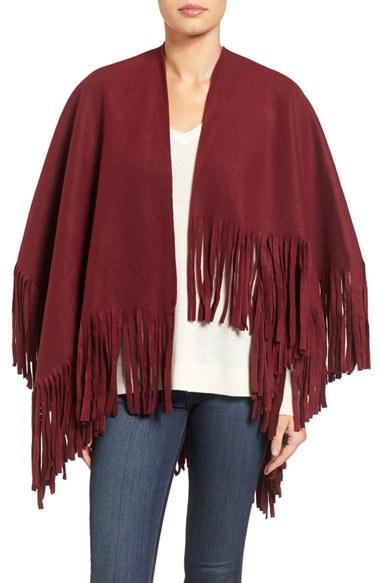 Women's La Fiorentina Fringe Fleece Wrap, Size - Red
