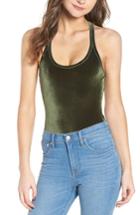 Women's Madewell Velvet Racerback Bodysuit - Green