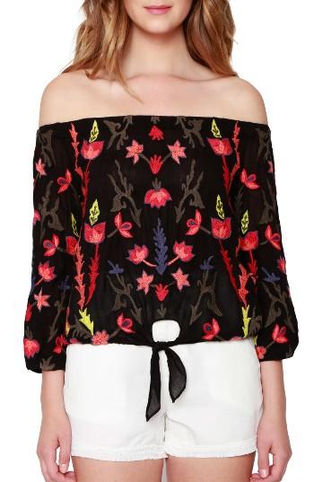 Women's Willow & Clay Embroidered Off The Shoulder Top - Black