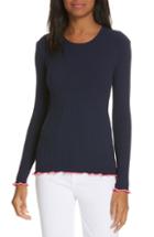 Women's Milly Contrast Edge Pullover Sweater, Size - Blue