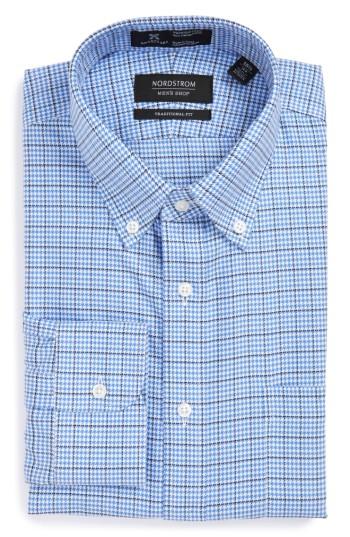 Men's Nordstrom Men's Shop Smartcare(tm) Traditional Fit Check Dress Shirt .5 - 34 - Blue