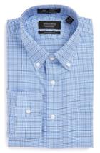 Men's Nordstrom Men's Shop Smartcare(tm) Traditional Fit Check Dress Shirt .5 - 34 - Blue