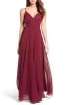 Women's Lulus Surplice Chiffon Gown - Burgundy