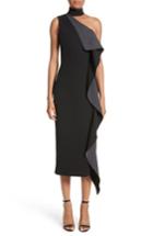 Women's Cushnie Et Ochs Elettra Ruffle Front Bonded Crepe Halter Dress - Black