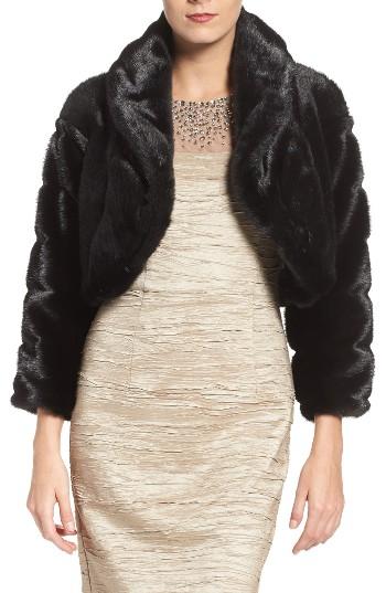 Women's Eliza J Faux Fur Bolero - Black