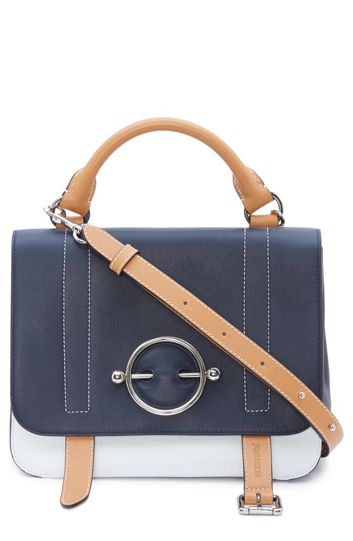 Jw Anderson Disc Leather Top Handle Satchel - Blue