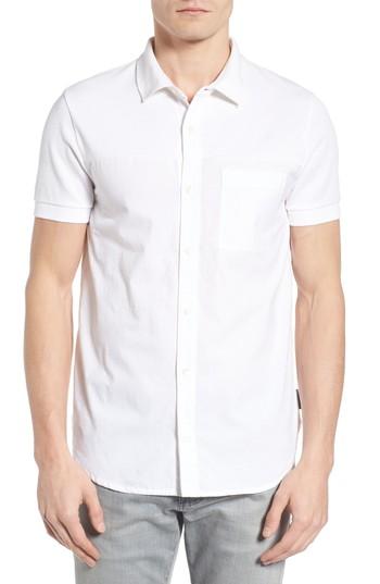 Men's French Connection Slim Fit Short Sleeve Sport Shirt - White