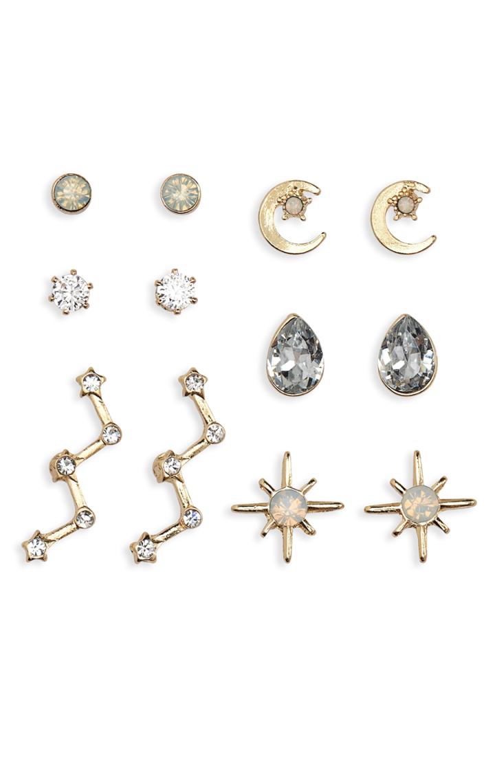 Women's Bp. Set Of 6 Moon & Star Stud Earrings
