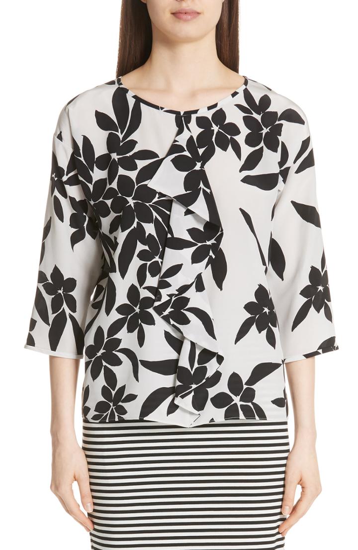 Women's Tibi Pinstripe V-neck Top - Blue
