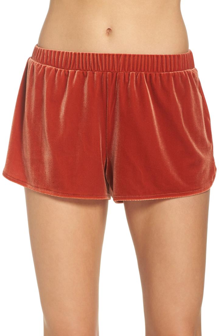 Women's Madewell Velvet Pajama Shorts, Size - Red