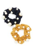 Cara 2-pack Imitation Pearl Scrunchies, Size - Yellow