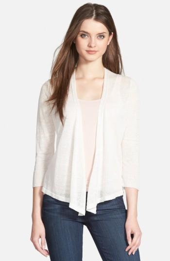 Petite Women's Nic+zoe 4-way Convertible Three Quarter Sleeve Cardigan P - White
