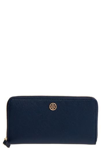 Women's Tory Burch Robinson Zip Continental Wallet - Blue