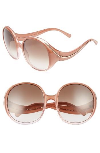 Women's Chloe Nelli 59mm Gradient Lens Round Sunglasses - Gradient Burnt/ Beige