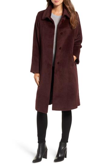Women's Hiso Wool & Alpaca Blend Coat - Burgundy